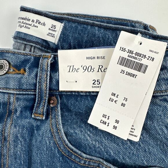 Abercrombie & Fitch Women's Medium Marble High Rise 90s Relaxed Jeans 25 Short - Picture 3 of 11